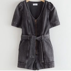 & Other Stories Acid Wash Denim Romper Charcoal Size 4